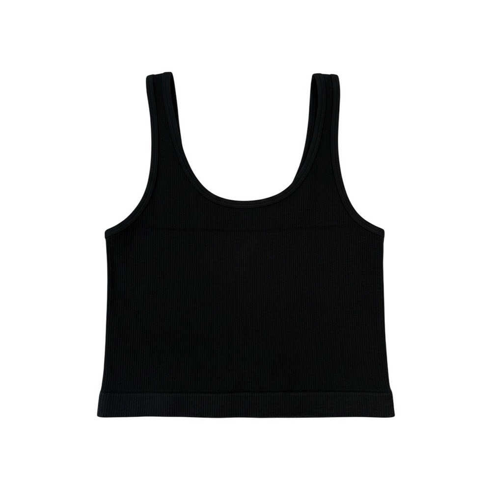 OQQ Ribbed Seamless‎ Cropped Tank Top in Black Size Medium NWOT